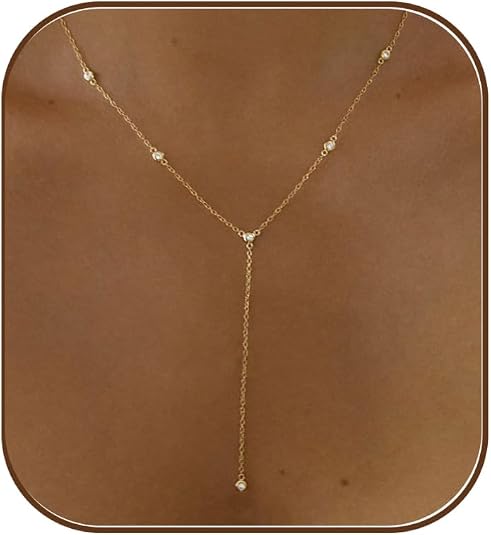 14K Gold-Plated Lariat Drop Necklace