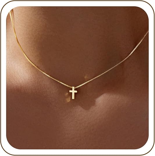 14K Gold-Plated Dainty Cross Necklace