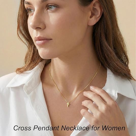 14K Gold-Plated Dainty Cross Necklace