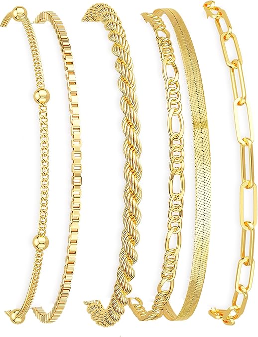 14K Gold Minimalist Bracelet Stack