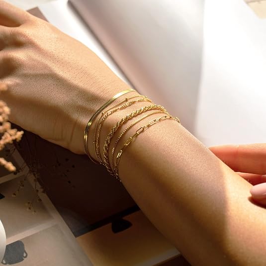 14K Gold Minimalist Bracelet Stack