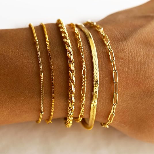14K Gold Minimalist Bracelet Stack