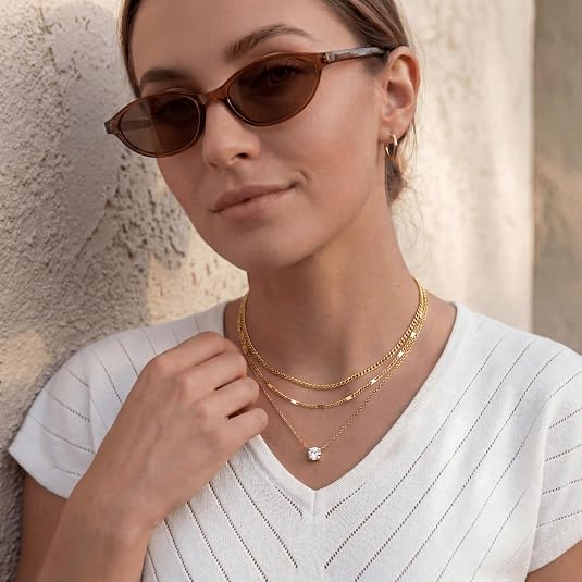 Gold Plated Layered Necklace Set